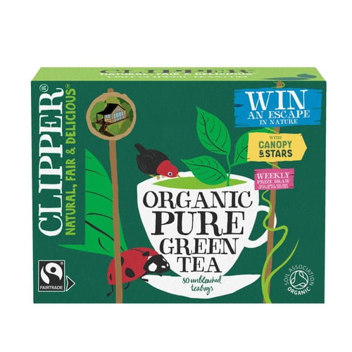 Clipper Organic Fairtrade Green Tea Bags 80's, British Import (Pack of 2)
