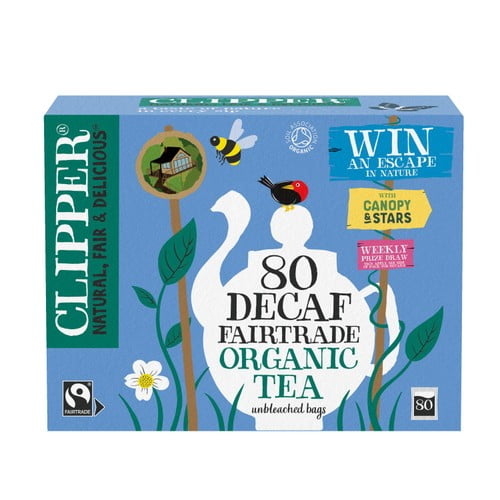 Clipper Organic Naturally Decaffeinated Tea Bags 80's, British Import (Pack of 2)