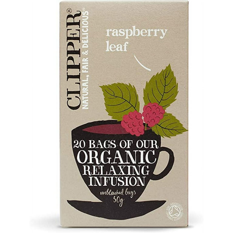 Clipper Organic Raspberry Leaf Infusion Tea Bags 20 bags - Pack of 2 - Free  Shipping - British Version NOT American Variety - Imported by Sentogo 