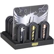 Clipper Refillable Lighter   Pilot Soul Design   Reusable Pocket Lighter with Adjustable Flame and Replaceable Flint Retail Display of 12