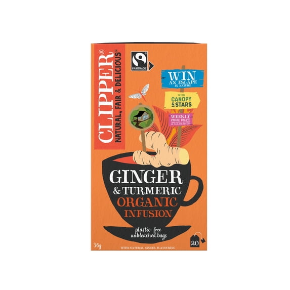 Clipper Restore Organic Ginger & Turmeric Tea 36G, Imported from Britain