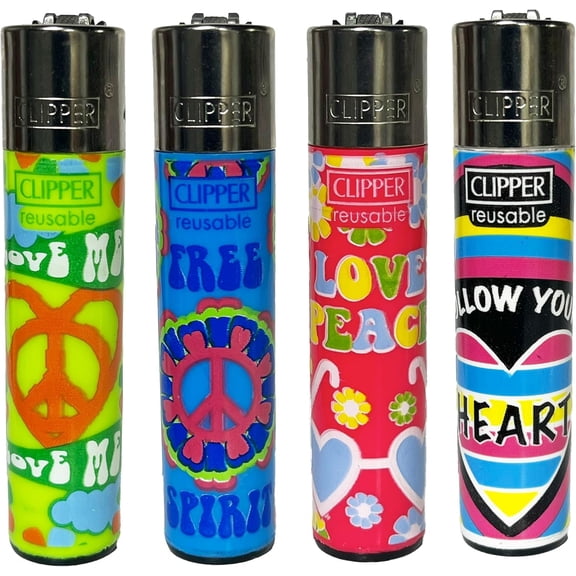 Clipper Reusable Lighters - 4 Pack - 60's Psychedelic Designs