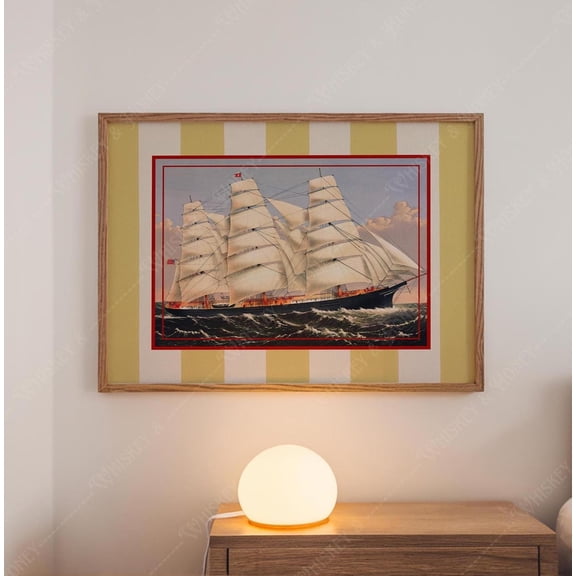 Clipper Ship Coastal Wall Art Vintage Decor