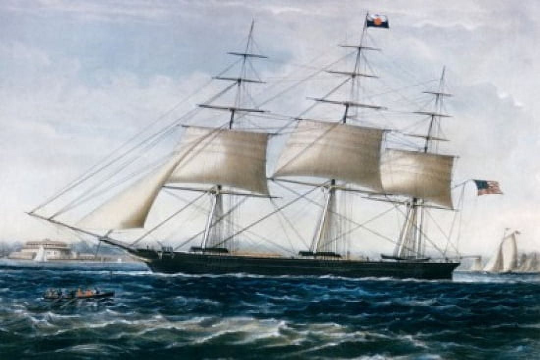 Clipper Ship Nightingale Currier & Ives (Active 1857-1907 American) Canvas Art - (18 x 24)
