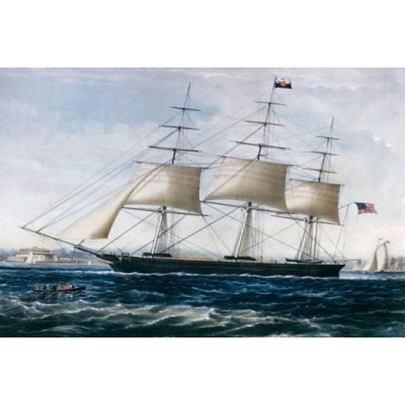 Clipper Ship Nightingale Currier & Ives (Active 1857-1907 American) Canvas Art - (18 x 24)