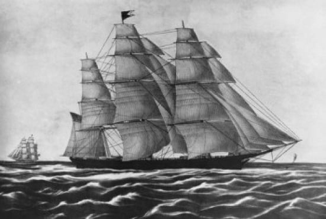 Clipper Ship Red Jacket Canvas Art - (24 x 36)