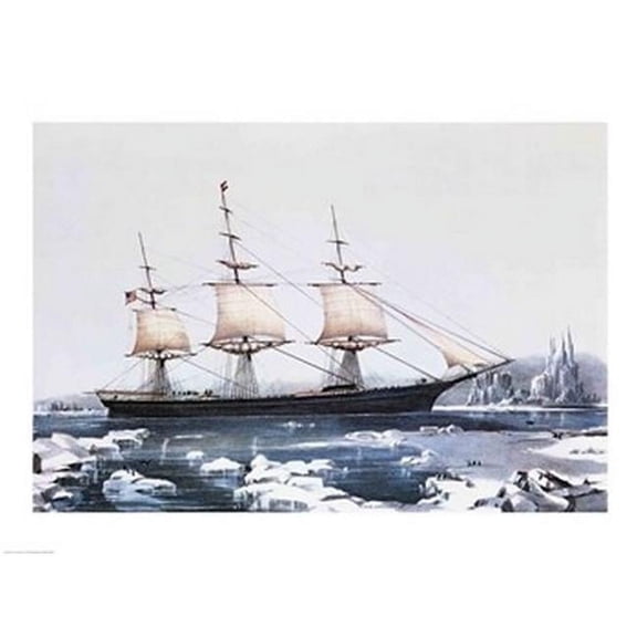 Clipper Ship Red Jacket in The Ice Off Cape Horn on Her Passage From Australia To Liverpool Poster Print - 36 x 24 in. - Large