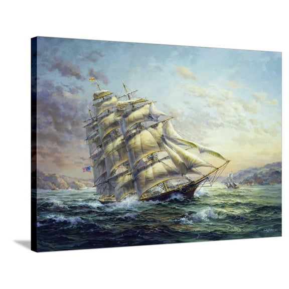 Clipper Ship Surprise, Scenic Transportation Stretched Canvas Wall Art by Nicky Boehme Sold by ArtCom