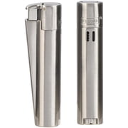 Clipper Silver Metal Jet Flame Lighter   Refillable Butane Torch Lighter   Adjustable Wind Resistant Single Jet Flame   Durable Metal Pocket Lighter
