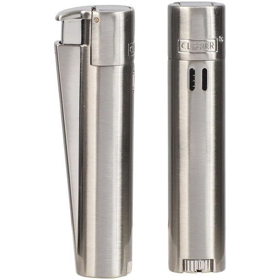 Clipper Silver Metal Jet Flame Lighter Refillable Butane Torch Lighter Adjustable Wind Resistant Single Jet Flame Durable Metal Pocket Lighter