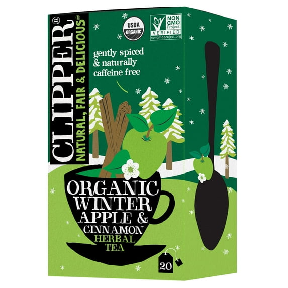 Clipper Tea: Organic Winter Apple & ITL1 Cinnamon Herbal Tea - Herbal Tea Blend with Lemongrass, Licorice Root, and Hibiscus - Plant Based, Caffeine Free - 20 Unbleached Tea Bags