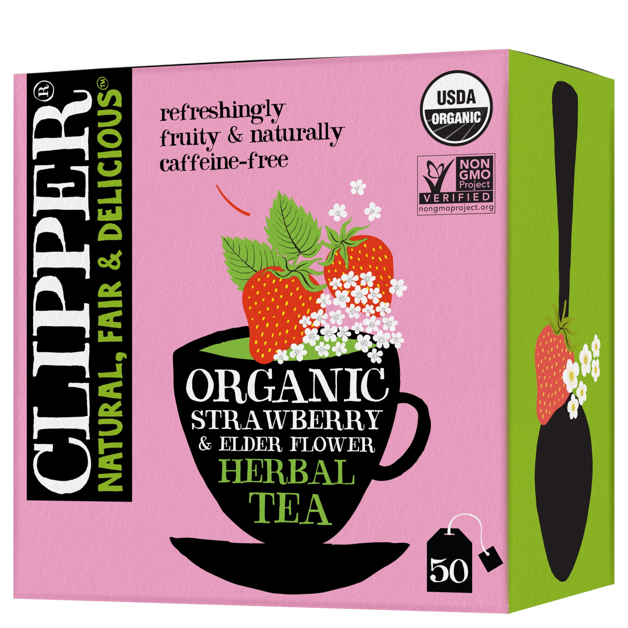 Clipper Tea Strawberry & Elderflower Herbal Tea – Caffeine Free, USDA ...