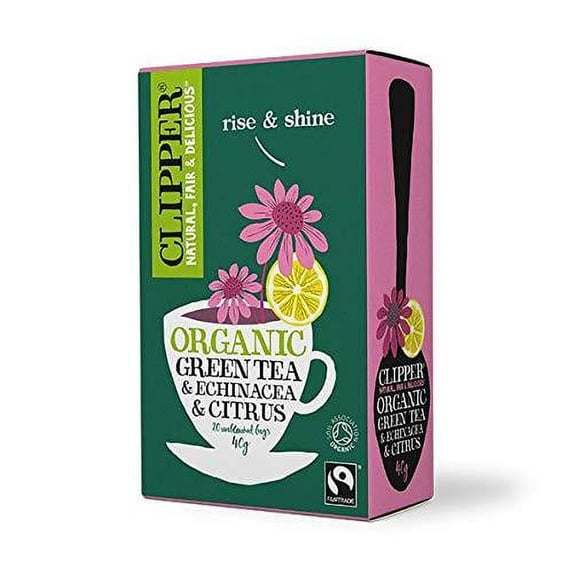 Clipper of England Organic Green Tea with Echinacea, 20-Count Tea Bags (Pack of 6)