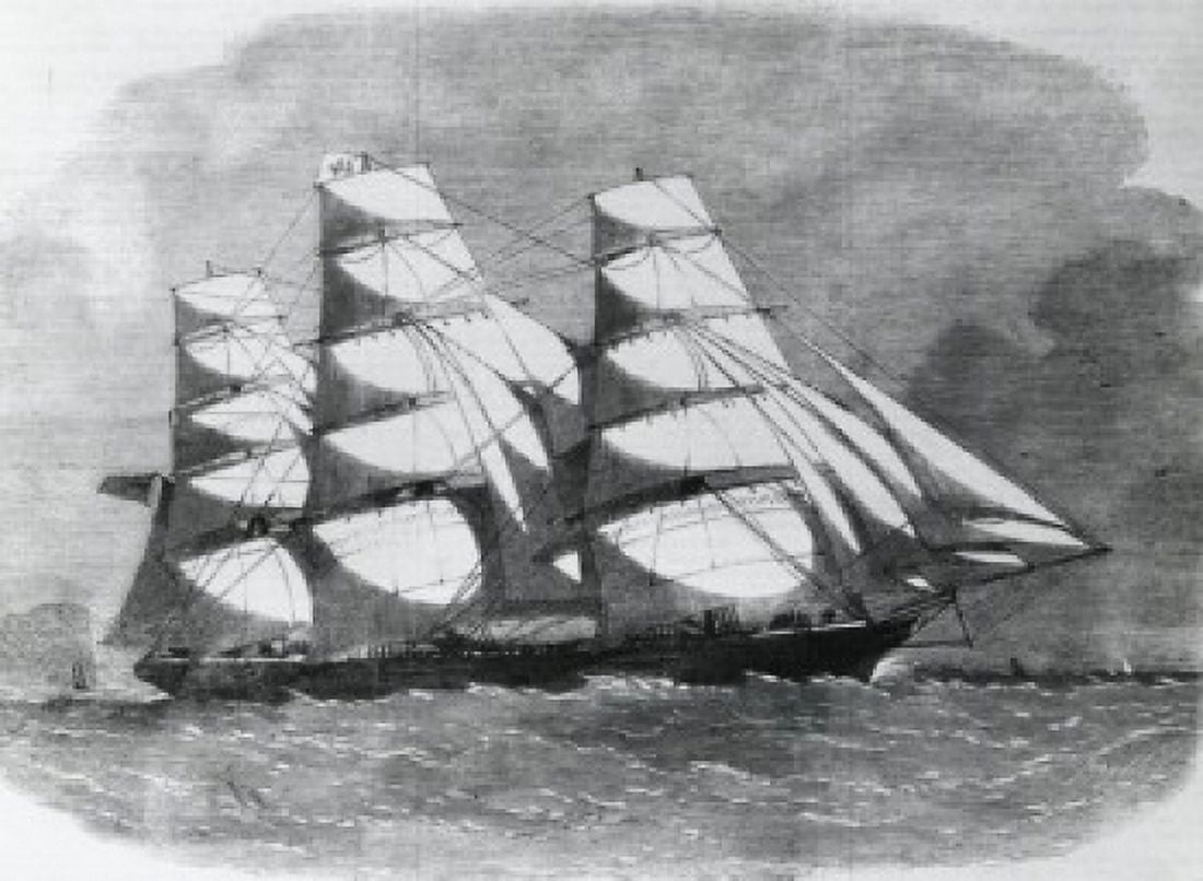 Clipper ship launched in Liverpool on August 11 1862 by unknown artist illustration Canvas Art - (18 x 24)