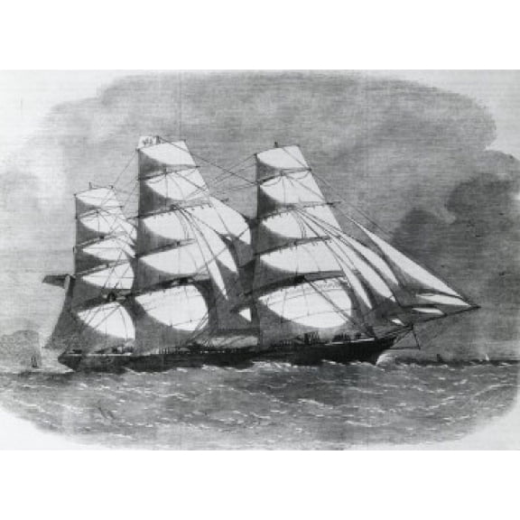 Clipper ship launched in Liverpool on August 11 1862 by unknown artist illustration Canvas Art - (18 x 24)