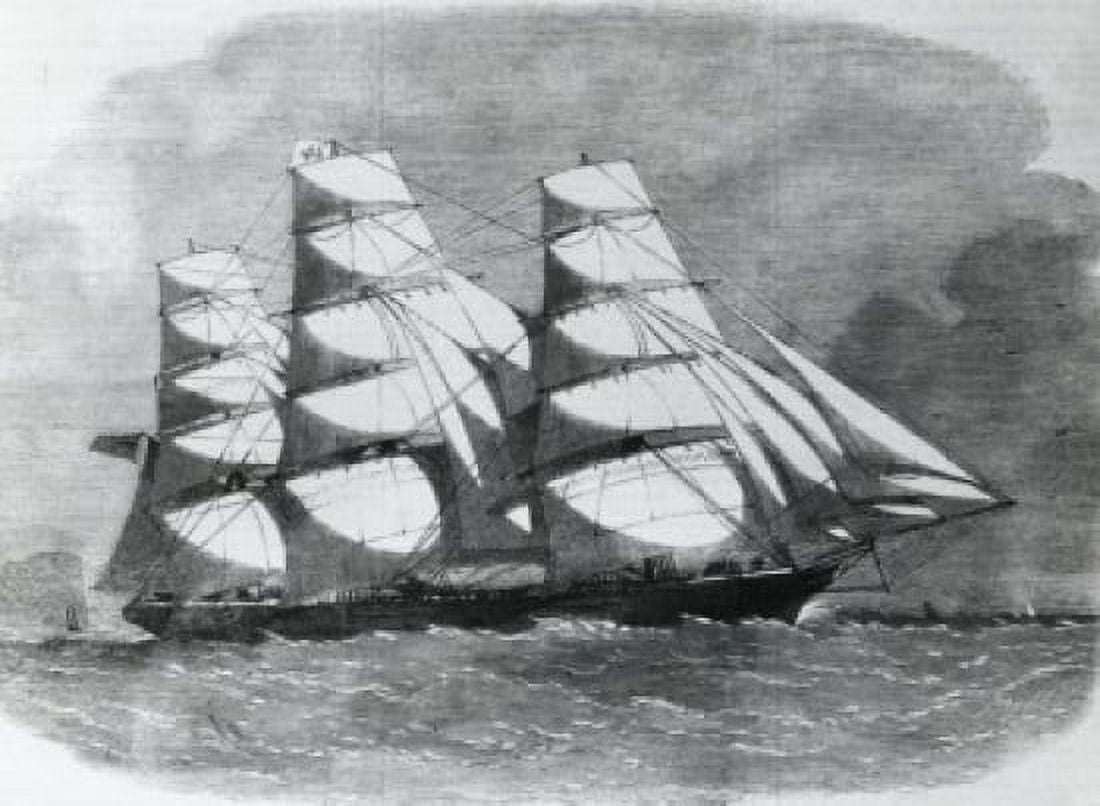Clipper ship launched in Liverpool on August 11 1862 by unknown artist illustration Canvas Art - (24 x 36)