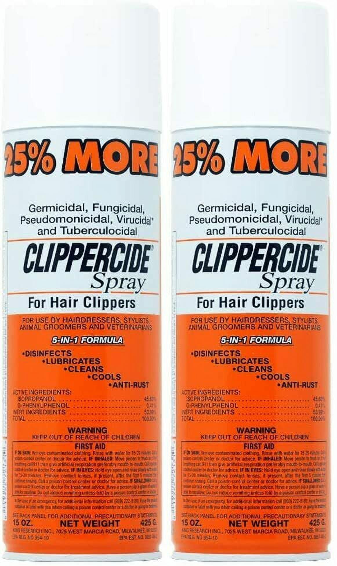 Clippercide Spray for Hair Clippers Disinfects 5 in 1 Clean Cool