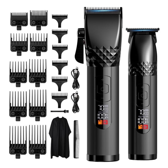 Obacre Professional Hair Clippers for Men,Barber Trimmer Kit with LED Display,Body Hair Trimmer Cordless Beards Trimmer Haircut Grooming Kit Gift for Home Use(Black)