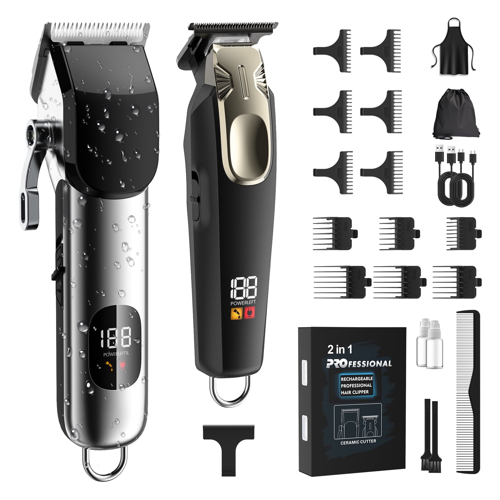 Hastraith Hair Clippers for Men, Professional Cordless Barber Clippers and Trimmer Set with LED Display