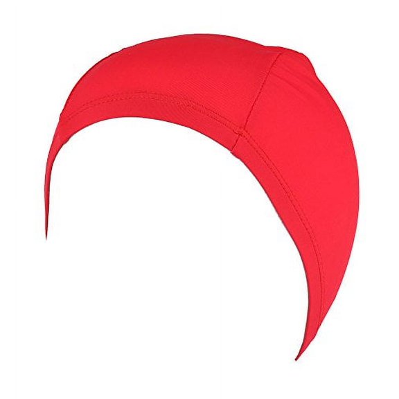 Clips N Grips Hydrodynamic Non Resistant lycra Swim Cap Bathing Cap Swimming Accessory (Red)