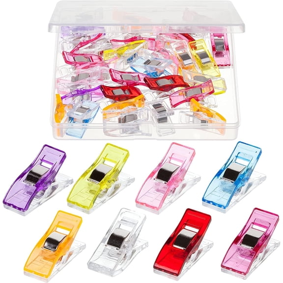 Clips for Sewing, 60Pcs Multicolored Sewing Clip Set, Multi-Purpose Quilting Fabric Clips, Binding Clips for Quilting Clips for Sewing, Assorted Colors Craft Clips with Tin Box Package