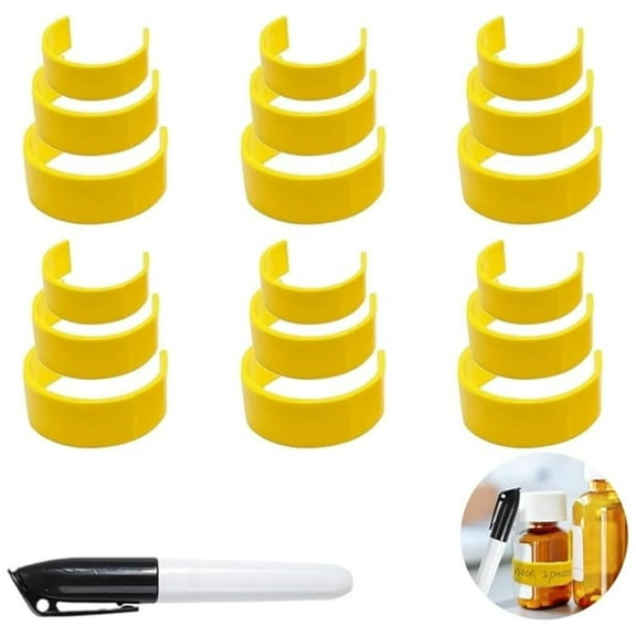 Clips for Pill Bottles, Medicine Bottle Label Clips for Easy Medication Identification - Pack with Marker, Bottle with Labels
