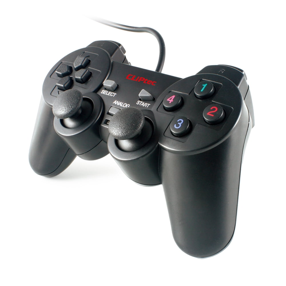 Cliptec Black PC USB Dual Vibration 12 Buttons + 2 Analog Buttons Wired