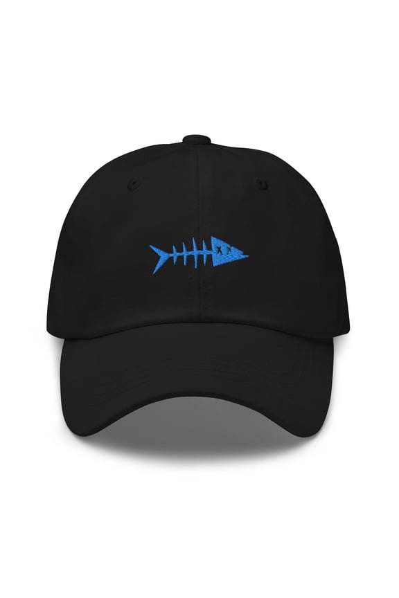 Adult Unisex Embroidered Blue Fish Adjustable Black Classic Dad Hat