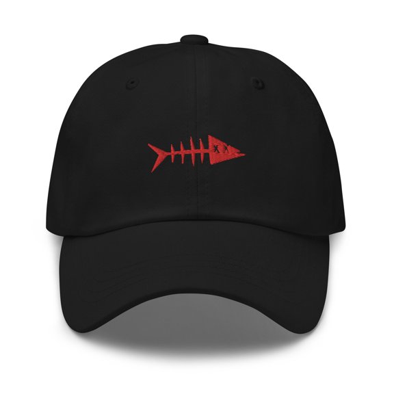 Clishirt Adult Unisex Embroidered Red Fish Adjustable Black Classic Dad Hat
