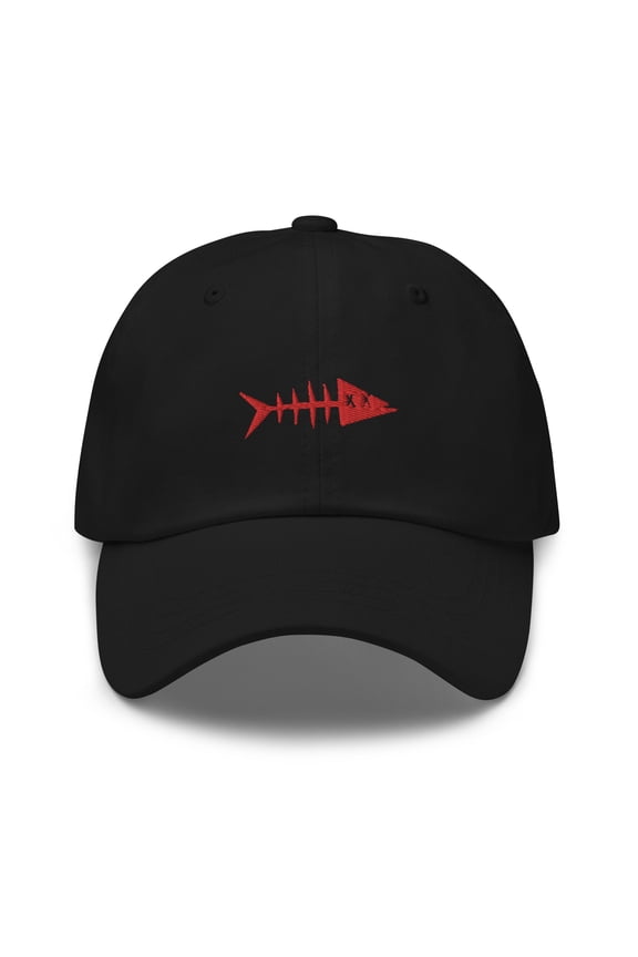 Adult Unisex Embroidered Red Fish Adjustable Black Classic Dad Hat