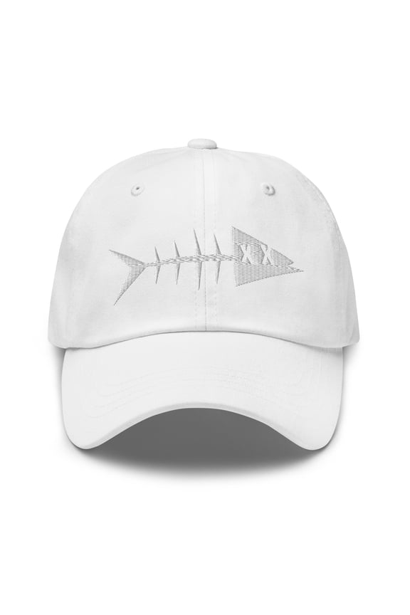 Adult Unisex Embroidered White Fish Adjustable White Classic Dad Hat