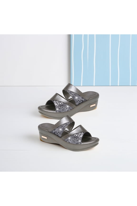 1 Pair Comfortable Fish Mouth Shoes Wedge Sole Sandals Grey for Women Outdoor Casual