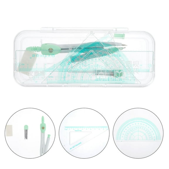 Clispeed Multi-Functional Transparent Ruler, Protractor & Compass Drawing Tool Set for Precise Measurement and Drafting