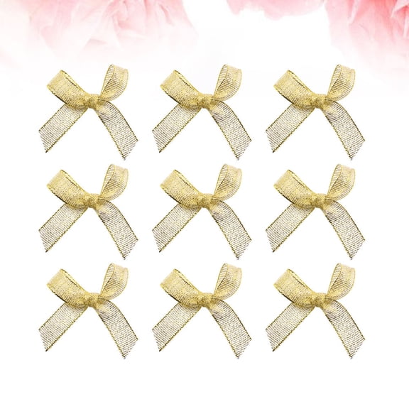 Clispeed 100Pcs Hand Made Golden Bow Knots for Shoes and Hats Accessories Decoration