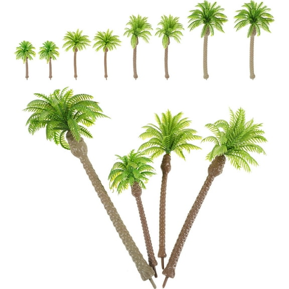 Clispeed miniature palm tree Scene Layout Artists Green Plastic 12-Pcs for Train Track Models
