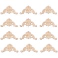 thumbnail image 1 of Clispeed 12Pcs Beige Wood Carved Corner Applique Furniture Onlay Floral Decoration for Door Window, 1 of 8
