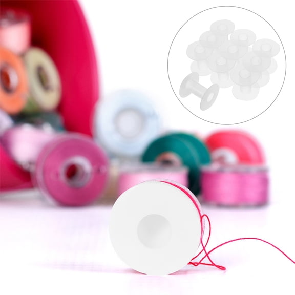 Clispeed 15-Pack Clear Craft Thread Spools for Ribbon, Wire, Rope Winding - ABS Plastic Material