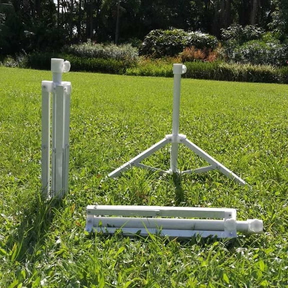 Clispeed 1Pc Lightweight Metal Beach Umbrella Holder White Triangular Base Sand Anchor Outdoor