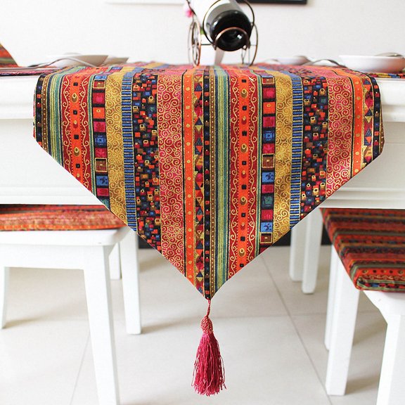 Clispeed 1Pack Table Runner Modern Dark Red Linen Table Decoration For Bar