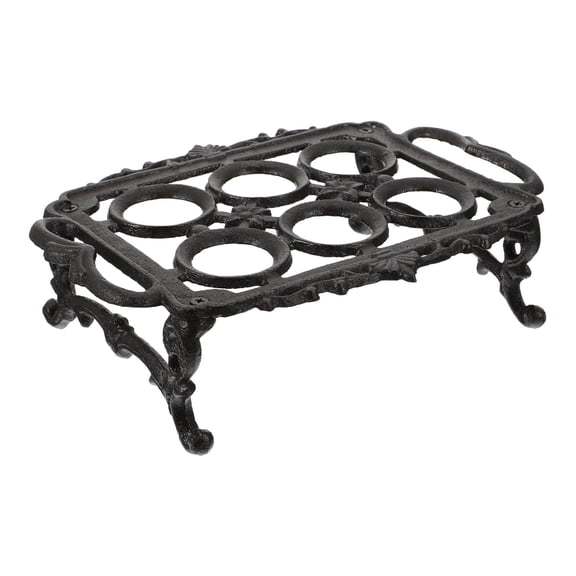 Clispeed Practical Black Cast Iron Egg Display Rack for Kitchen Storage