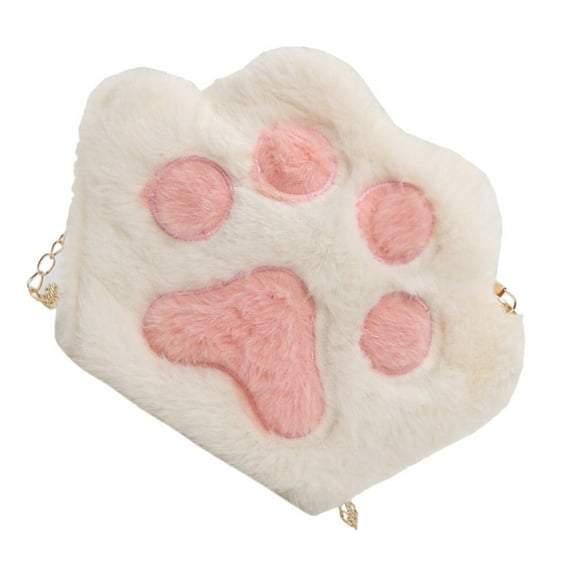 Clispeed 1Pc White Plush Bag Fashion Woman Bag Large Storage Capacity Perfect for Party and Shopping