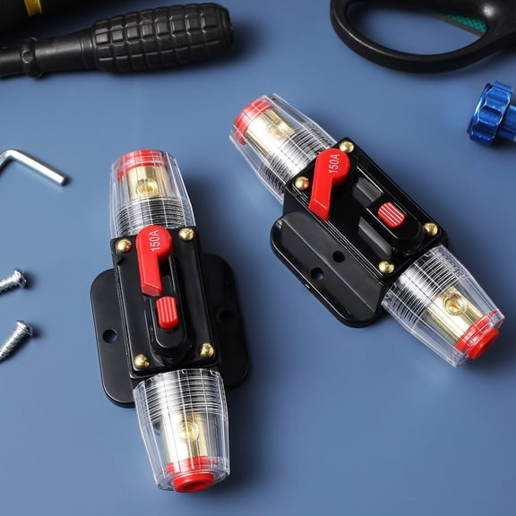 Clispeed 2 Pcs Manual Current Reset Car Speaker Fuse Holder Overload Inverter 150A
