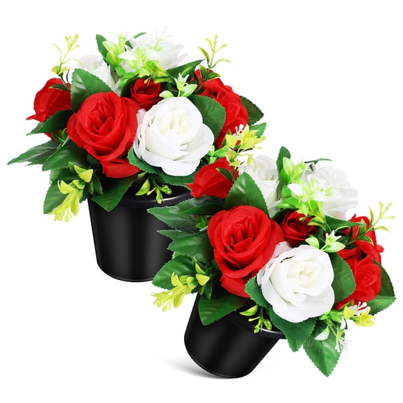 Clispeed Sturdy Fabric Grave Memorial Potted Flowers for Cemetery Use 2Pcs