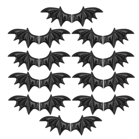 Clispeed 20pcs  Bat Wing Applique Black PU Leather For Costume Enthusiasts Supplies