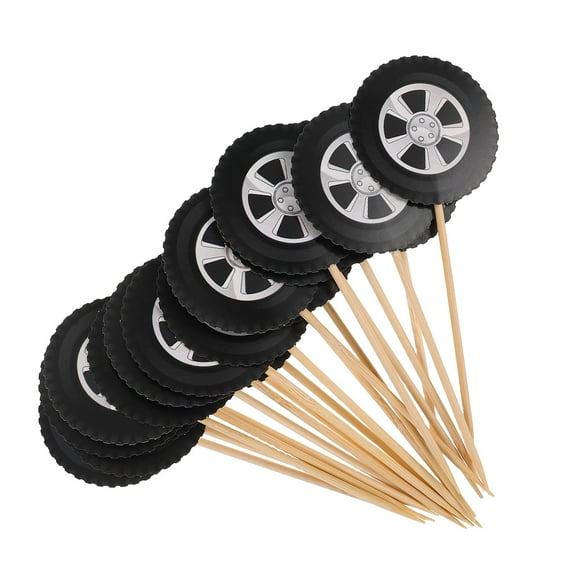Clispeed Race Car Cake Topper Black Bamboo 20pcs