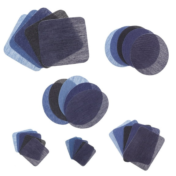 Clispeed 24Pcs Blue Self Adhesive Jeans Cloth Iron on Patches for Clothes Sweater Shirt Elbow Reinforcement