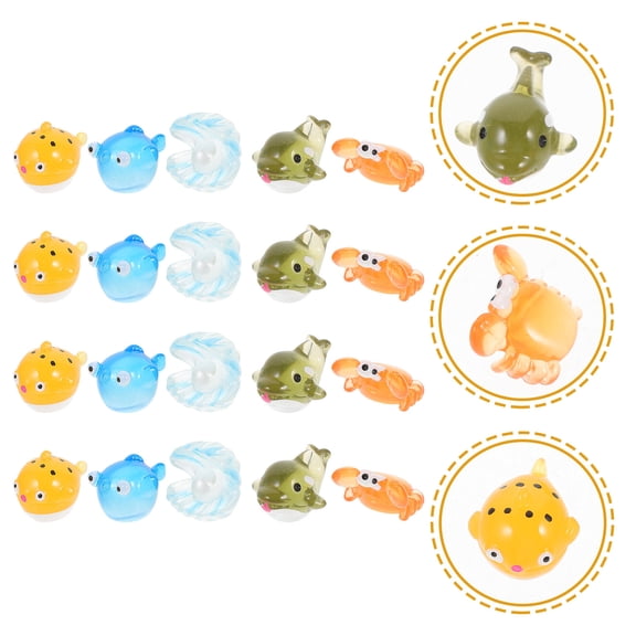 Clispeed 25Pcs Assorted Color Resin Ocean Animal Figurines for Garden and Tabletop