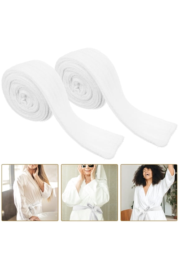 2Pcs Replacement White Bathrobe Belt Soft Robe Strap for Waist Decoration