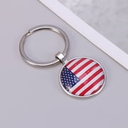 Clispeed 2Pcs Patriotic Keychain Us Flag Design Multi Color Key Ring for Keys and Bags