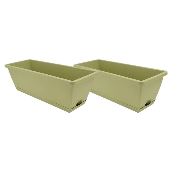 Clispeed 2Pcs Resin Garden Planting Troughs Green with Drainage and Firm Structure